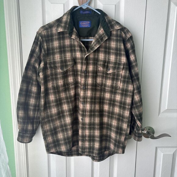 Pendleton 100% Wool Outdoorsman Shirt Mens M Green Flannel Button Down - Picture 2 of 8